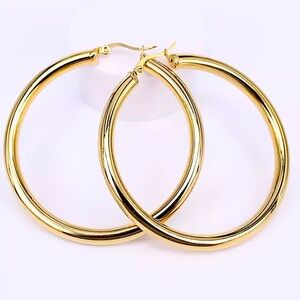 NEW GOLD 60mm HOOP EARRINGS